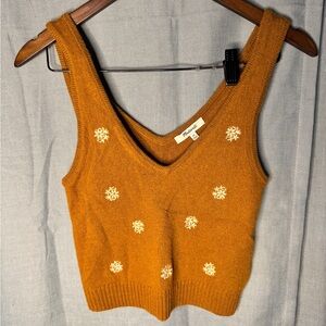 Madewell Tan Knit Tank Top with Cream Accents